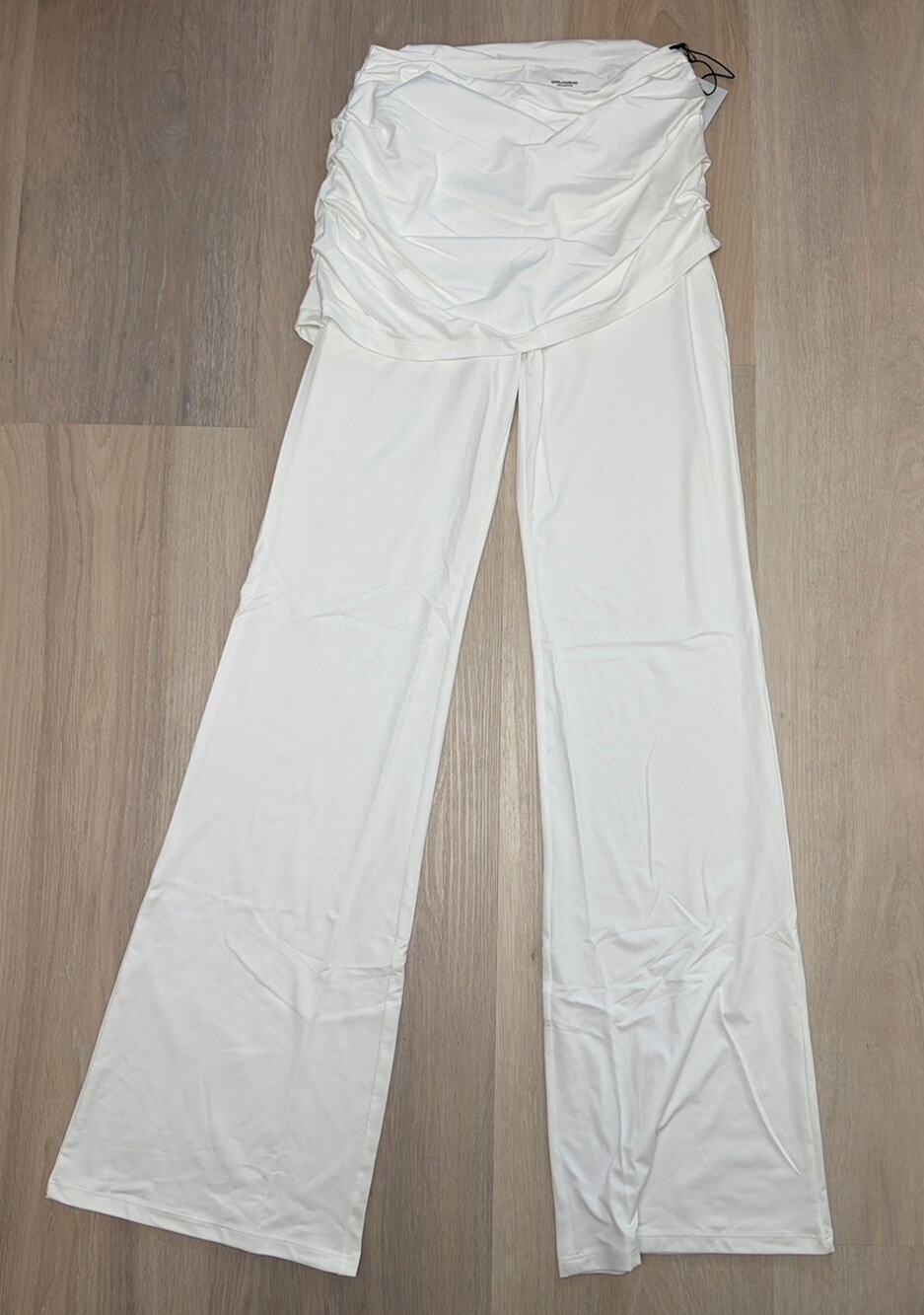 Girlfriend Collective White Paloma Skirted Wide Leg Yoga Pants Small NWT 4097